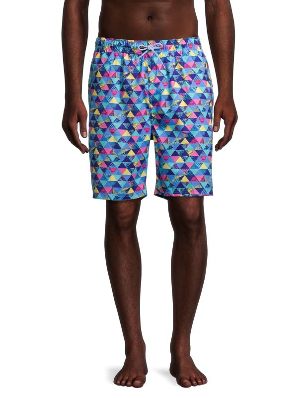 TailorByrd Geometric-Print Swim Shorts
